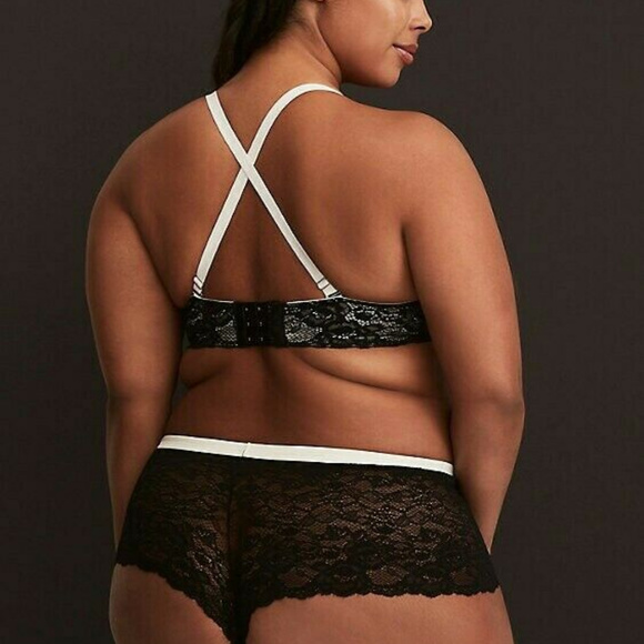 Torrid Plunge Bra Ivory Black Lace 36D - Picture 5 of 7